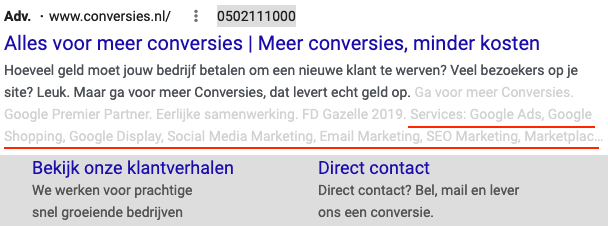 website informatie extensie